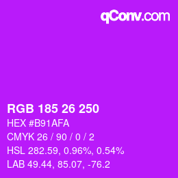 カラーコード: RGB 185 26 250 | qconv.com