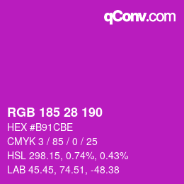 Color code: RGB 185 28 190 | qconv.com