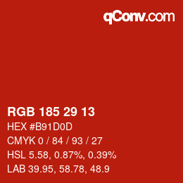 Color code: RGB 185 29 13 | qconv.com