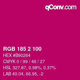 Color code: RGB 185 2 100 | qconv.com