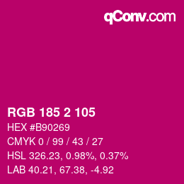 Color code: RGB 185 2 105 | qconv.com