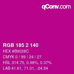 Color code: RGB 185 2 140 | qconv.com