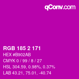 Color code: RGB 185 2 171 | qconv.com