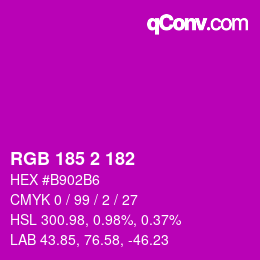Color code: RGB 185 2 182 | qconv.com