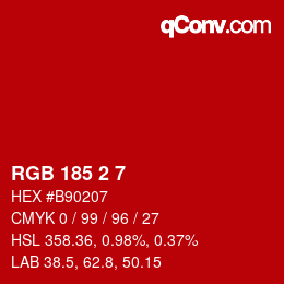 Color code: RGB 185 2 7 | qconv.com