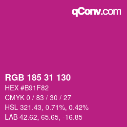 Color code: RGB 185 31 130 | qconv.com