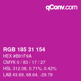 カラーコード: RGB 185 31 154 | qconv.com