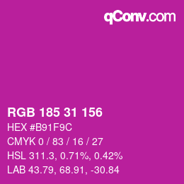 カラーコード: RGB 185 31 156 | qconv.com