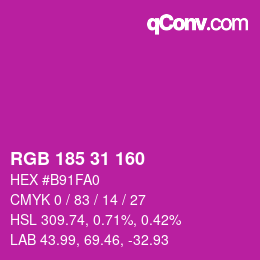 Color code: RGB 185 31 160 | qconv.com