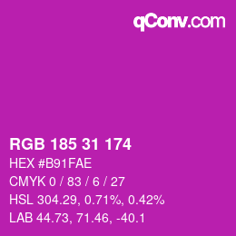 Color code: RGB 185 31 174 | qconv.com