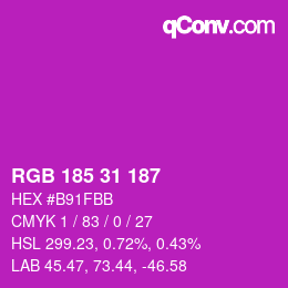 Color code: RGB 185 31 187 | qconv.com