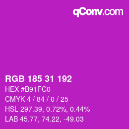 Color code: RGB 185 31 192 | qconv.com