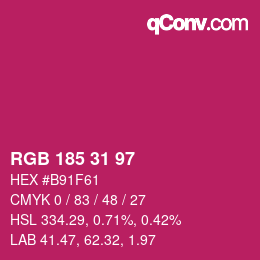 Color code: RGB 185 31 97 | qconv.com