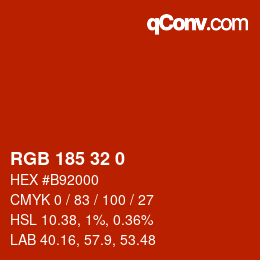 カラーコード: RGB 185 32 0 | qconv.com