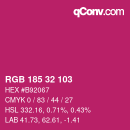 カラーコード: RGB 185 32 103 | qconv.com