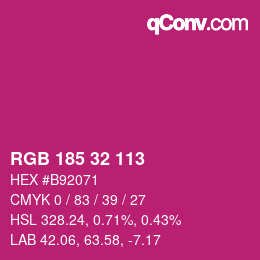 Color code: RGB 185 32 113 | qconv.com