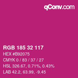 Color code: RGB 185 32 117 | qconv.com