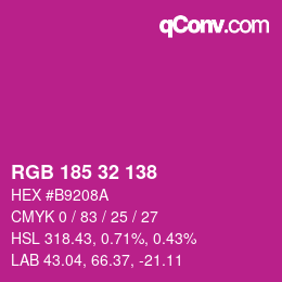 Color code: RGB 185 32 138 | qconv.com