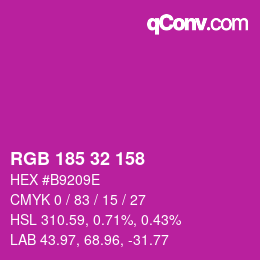 Color code: RGB 185 32 158 | qconv.com