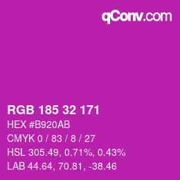 Color code: RGB 185 32 171 | qconv.com