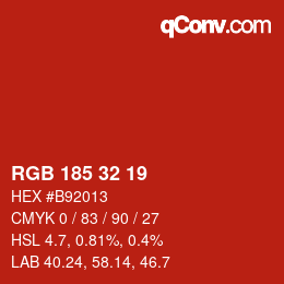 Color code: RGB 185 32 19 | qconv.com
