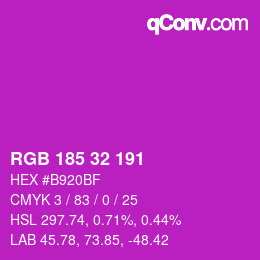 Color code: RGB 185 32 191 | qconv.com