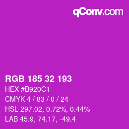 Color code: RGB 185 32 193 | qconv.com