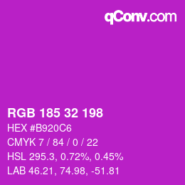 Color code: RGB 185 32 198 | qconv.com