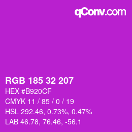 Color code: RGB 185 32 207 | qconv.com