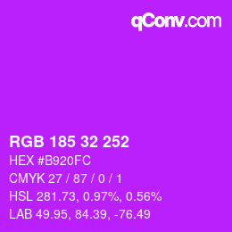 Color code: RGB 185 32 252 | qconv.com
