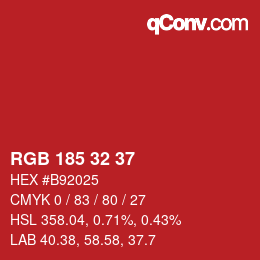 Color code: RGB 185 32 37 | qconv.com