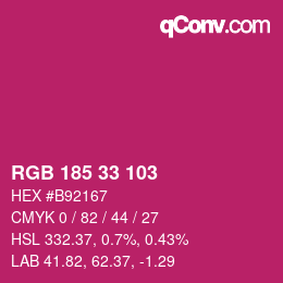 Color code: RGB 185 33 103 | qconv.com