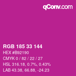 Color code: RGB 185 33 144 | qconv.com
