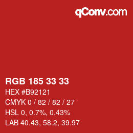 Color code: RGB 185 33 33 | qconv.com