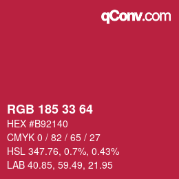 Color code: RGB 185 33 64 | qconv.com