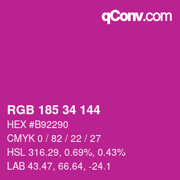 Farbcode: RGB 185 34 144 | qconv.com