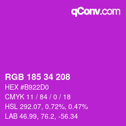 カラーコード: RGB 185 34 208 | qconv.com