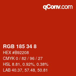 Color code: RGB 185 34 8 | qconv.com