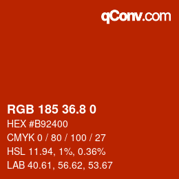 カラーコード: RGB 185 36.8 0 | qconv.com
