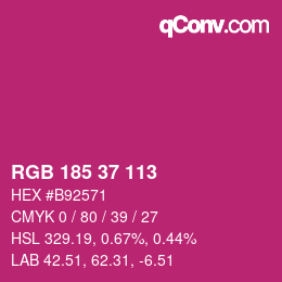 Farbcode: RGB 185 37 113 | qconv.com