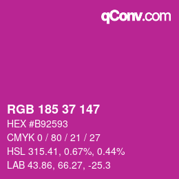 Color code: RGB 185 37 147 | qconv.com