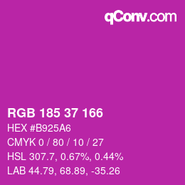 Color code: RGB 185 37 166 | qconv.com