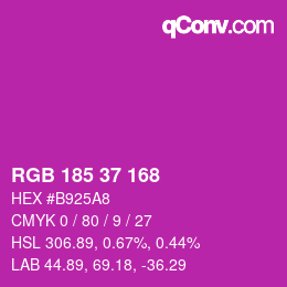 Color code: RGB 185 37 168 | qconv.com