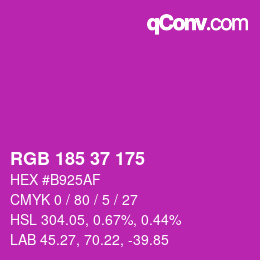 Color code: RGB 185 37 175 | qconv.com
