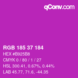 Color code: RGB 185 37 184 | qconv.com