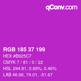 Color code: RGB 185 37 199 | qconv.com
