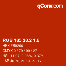 カラーコード: RGB 185 38.2 1.6 | qconv.com