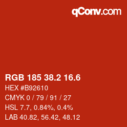 カラーコード: RGB 185 38.2 16.6 | qconv.com