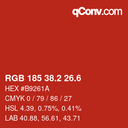 カラーコード: RGB 185 38.2 26.6 | qconv.com