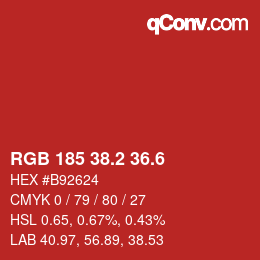カラーコード: RGB 185 38.2 36.6 | qconv.com